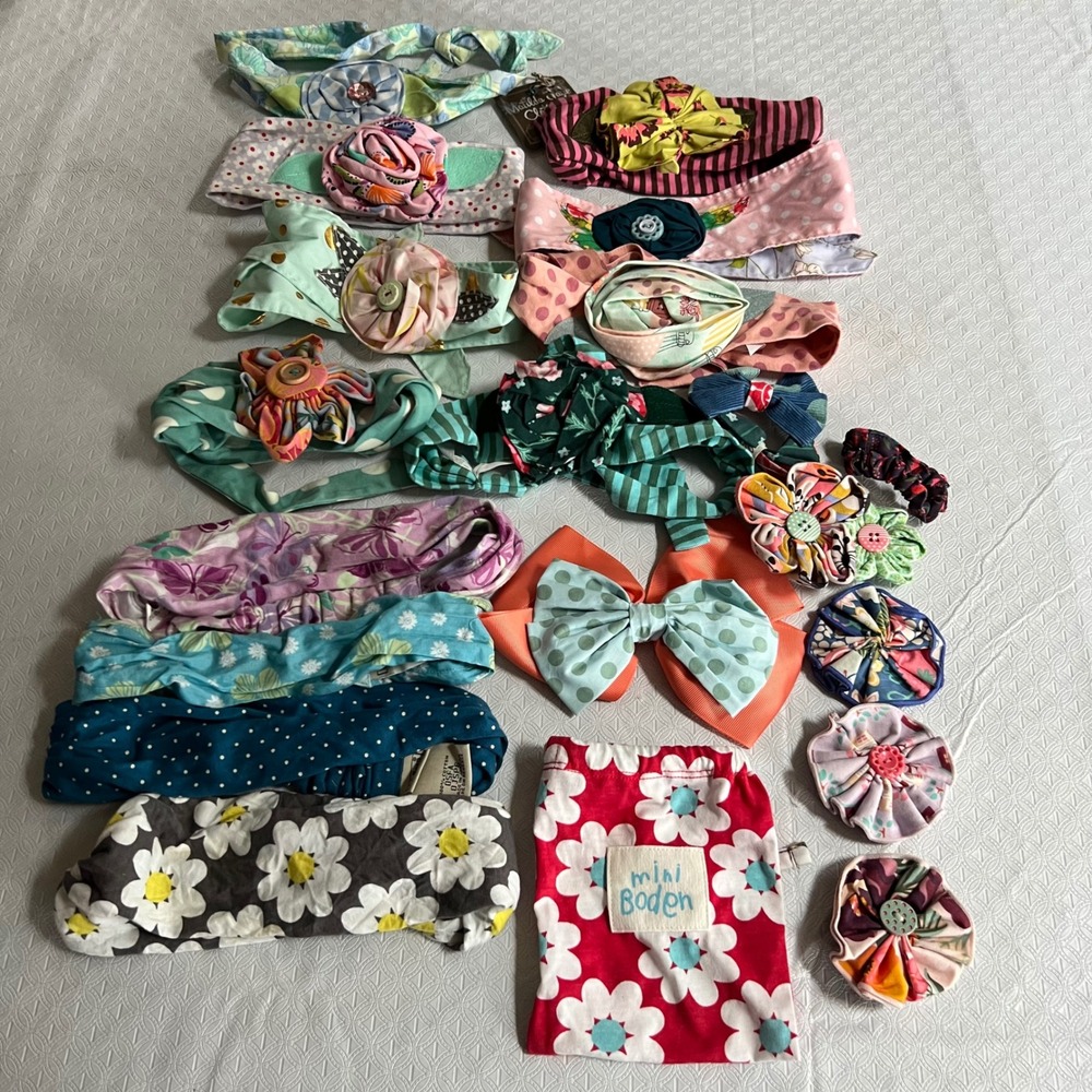 Matilda Jane Girls Hair Accessory Lot Headbands Bows Rosettes Bag LOt of 14